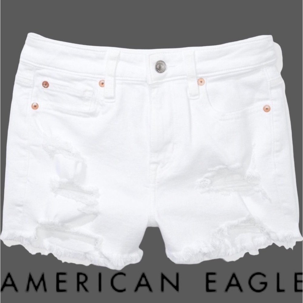 American Eagle Stretch High-Waisted Denim Short Short. White Size 4.